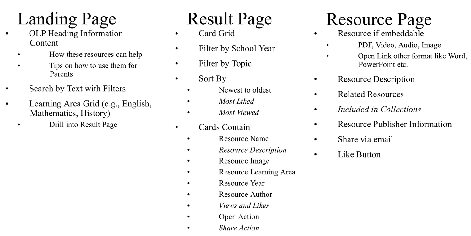 Initial requirements from the sponsor team