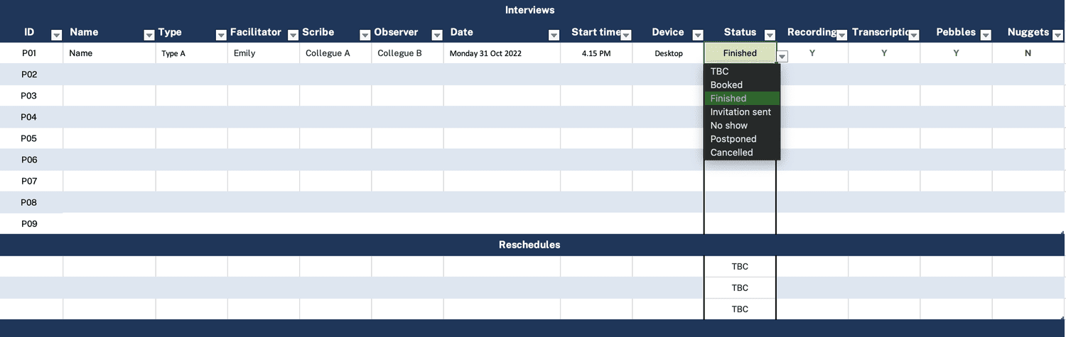 Interview scheduling and progress tracking