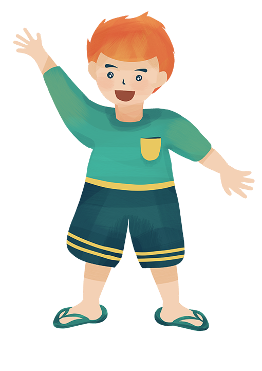 Boy character — waving