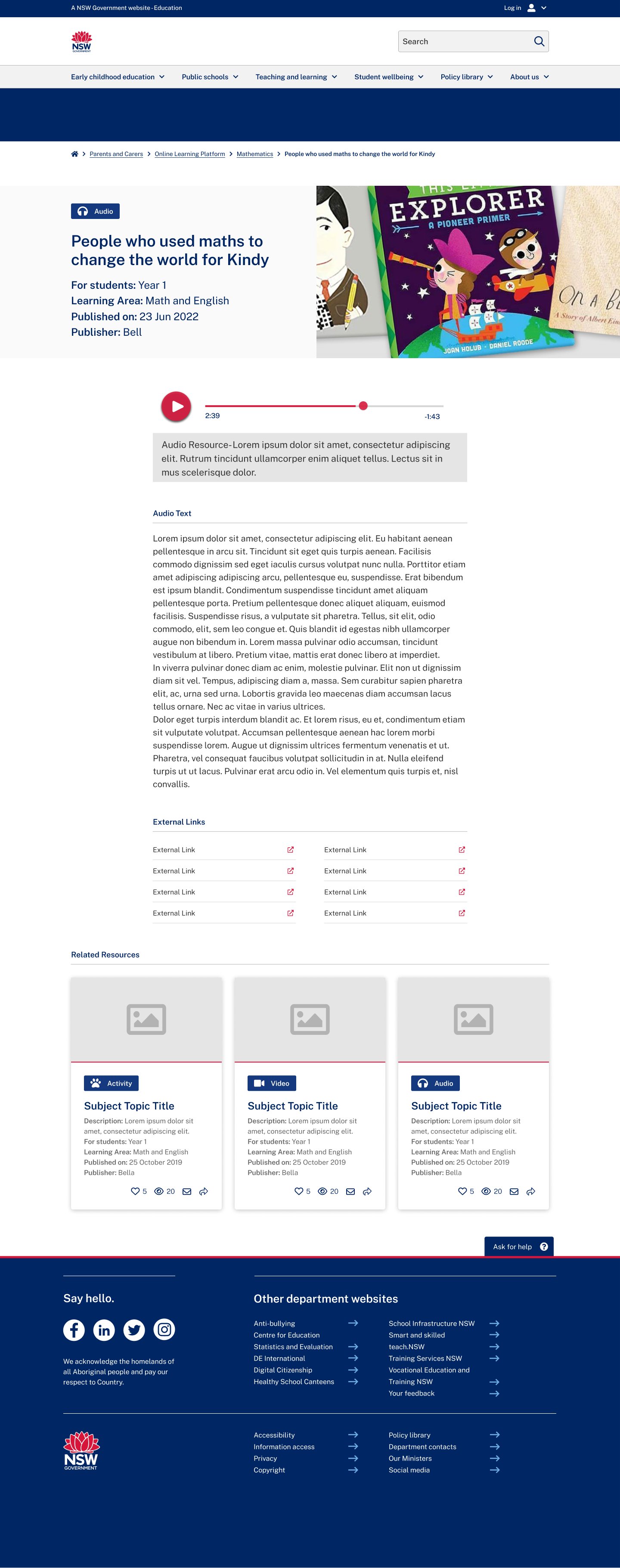 Audio resource page